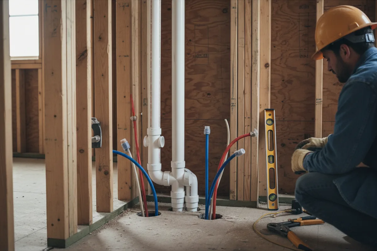 Drain and supply rough-in during Leak Detection in Drewsville